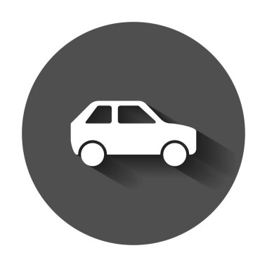 Düz stil araba simgesini. Otomobil araba vektör çizim uzun gölge ile. Otomatik iş kavramı.