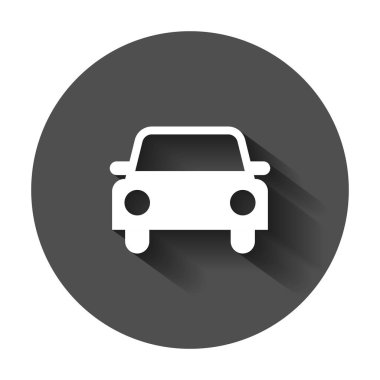 Düz stil araba simgesini. Otomobil araba vektör çizim uzun gölge ile. Otomatik iş kavramı.