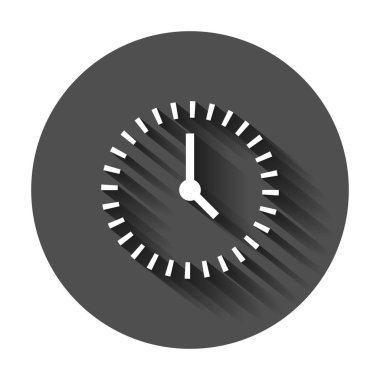 Saat geri sayım simgesi düz tarzı. Zaman Chronometre vektör çizim uzun gölge ile. Saat iş kavramı.