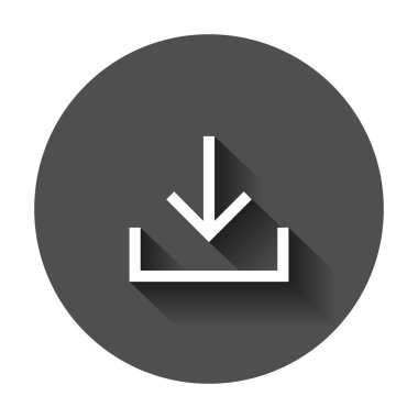 Düz stil dosyası simgesini indirin. Vektör çizim uzun gölge ile İndiriyor aşağı ok. İş kavramı indir.