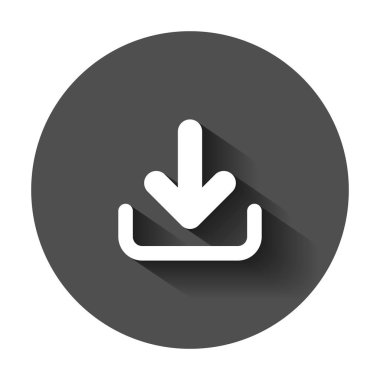 Düz stil dosyası simgesini indirin. Vektör çizim uzun gölge ile İndiriyor aşağı ok. İş kavramı indir.