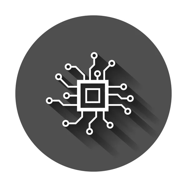 Icono Placa Circuito Estilo Plano Ilustración Del Vector Del Microchip — Vector de stock