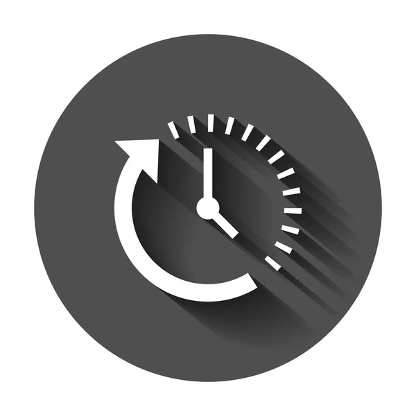 Uhr Countdown Symbol Flachen Stil Zeitchronometer Vektordarstellung Mit Langem Schatten — Stockvektor