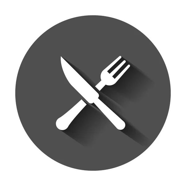 Icône Restaurant Fourchette Couteau Dans Style Plat Illustration Vectorielle Équipement — Image vectorielle