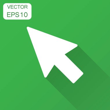 Bilgisayar fare imleç simgesi düz tarzı. Ok imleci vektör çizim uzun gölge ile. Fare amaç iş kavramı.