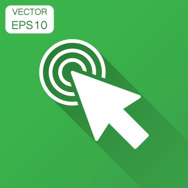 Bilgisayar fare imleç simgesi düz tarzı. Ok imleci vektör çizim uzun gölge ile. Fare amaç iş kavramı.