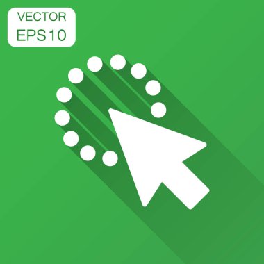 Bilgisayar fare imleç simgesi düz tarzı. Ok imleci vektör çizim uzun gölge ile. Fare amaç iş kavramı.