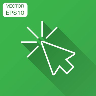 Bilgisayar fare imleç simgesi düz tarzı. Ok imleci vektör çizim uzun gölge ile. Fare amaç iş kavramı.