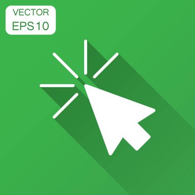 Bilgisayar fare imleç simgesi düz tarzı. Ok imleci vektör çizim uzun gölge ile. Fare amaç iş kavramı.