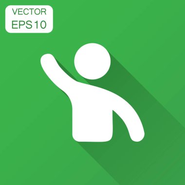 İnsanlar kutsal kişilerin resmi içinde düz stil kadar el ile tebrik. Kişi jest vektör çizim uzun gölge ile. İnsanlar lider iş kavramı.