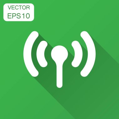 WiFi internet işareti simgesini düz stil. Wi-fi kablosuz teknoloji vektör çizim uzun gölge ile. Ağ wifi iş kavramı.