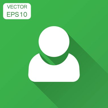 İnsanlar iletişim simgesini düz stil. İnsanlar uzun gölge illüstrasyon vektör. Ortaklık iş kavramı.