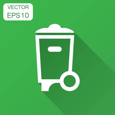 Çöp kutusu çöp simgesi düz tarzı. Çöp kovası vektör illust