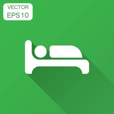 Düz stil yatak simgesini. Yatak odası vektör çizim l ile uyku