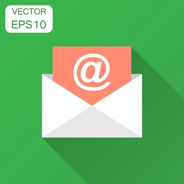 Ikona Obálky Mail Plochý Mailová Zpráva Vektorové Ilustrace Dlouhý Stín — Stockový vektor