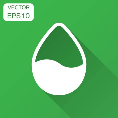 Düz stil su damla simgesini. Yağmur damlası vektör çizim uzun gölge ile. Damlacık su blob iş kavramı.