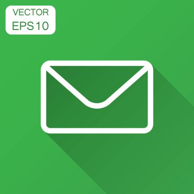 Düz stil posta zarf simgesi. E-posta mektup spam vektör çizim uzun gölge ile alırsınız. Posta iletişim iş kavramı.