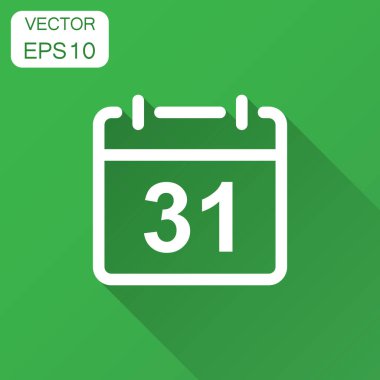 Düz stil takvim gündem simgesini. Planlayıcısı vektör çizim uzun gölge ile. Takvimi iş kavramı.