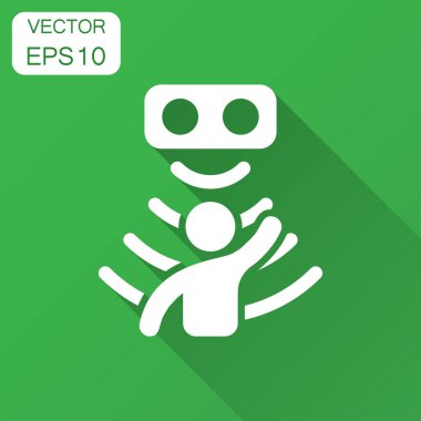 Hareket sensörü simgesini düz stil. Sensör dalgalar adamla uzun gölge illüstrasyon vektör. İnsanlar güvenlik bağlantı iş kavramı.