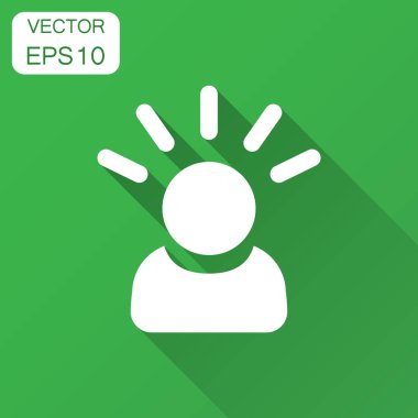 Zihin insanlar düz stil simgesinde. İnsan hayal kırıklığı vektör çizim uzun gölge ile. Zihin düşünme iş kavramı.