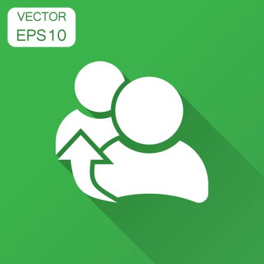 İnsanlar tavsiye simgesini düz stil. İş iletişim vektör çizim uzun gölge ile. Referans takım çalışması iş kavramı.