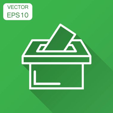 Düz stil seçimi seçmen kutusu simgesini. Oy öneri vektör çizim uzun gölge ile. Seçim oy iş kavramı.