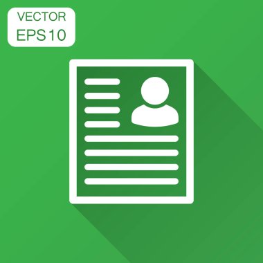 Düz stil Sürdür simge. Sözleşme belge vektör çizim uzun gölge ile. Özgeçmiş iş kavramı.