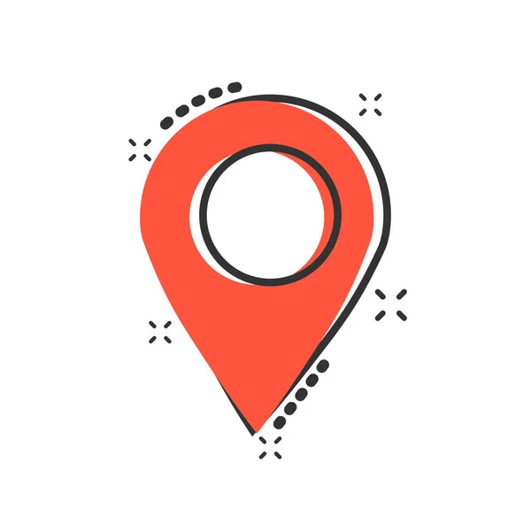 Pin Map Symbol Comic Stil Cartoon Gps Navigationsvektorillustration Piktogramm Ziel — Stockvektor