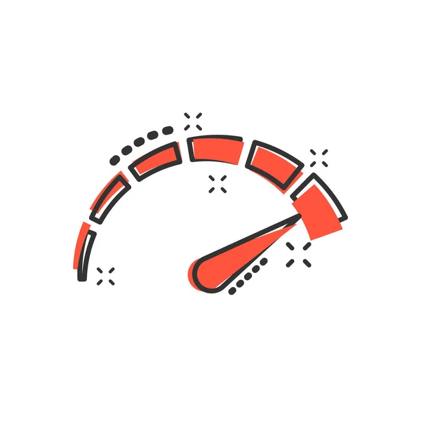 Meter Dashboard Icon Comic Style Credit Score Indicator Level Vector — Stock Vector