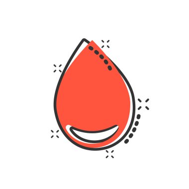 Su damla simgesi çizgi roman tarzı. Yağmur damlası vektör çizgi film illüstrasyon piktogram. Damlacık su blob iş kavramı splash etkisi.