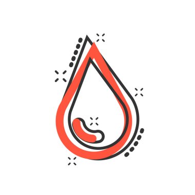 Su damla simgesi çizgi roman tarzı. Yağmur damlası vektör çizgi film illüstrasyon piktogram. Damlacık su blob iş kavramı splash etkisi.