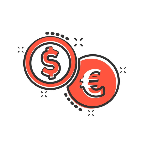 Münzen Stapeln Sich Comic Stil Dollar Euro Coin Vector Cartoon — Stockvektor