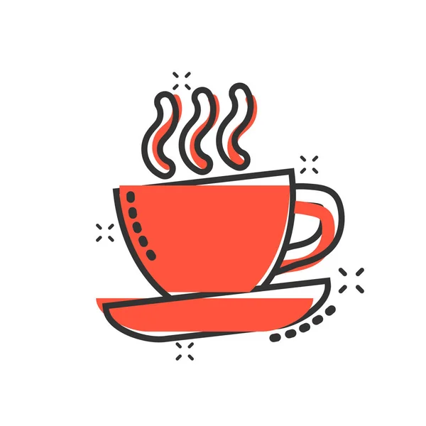 Koffie Thee Kopje Pictogram Komische Stijl Koffiemok Vector Cartoon Illustratie — Stockvector