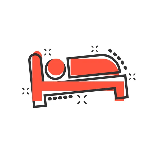 Κρεβάτι Εικονίδιο Κωμικό Ύφος Ύπνου Υπνοδωμάτιο Διάνυσμα Καρτούν Εικονογράφηση Εικονόγραμμα — Διανυσματικό Αρχείο