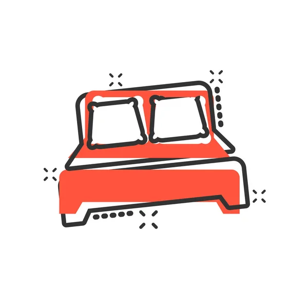 Icono Cama Estilo Cómico Dormitorio Del Sueño Vector Ilustración Dibujos — Vector de stock