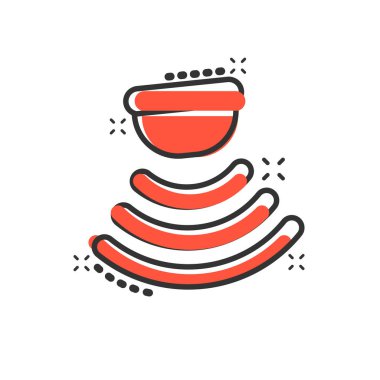 Hareket algılayıcı simgesi çizgi roman tarzında. Sensör dalgaları vektör çizim resimtogramı. Güvenlik bağlantısı iş konsepti sıçrama etkisi.