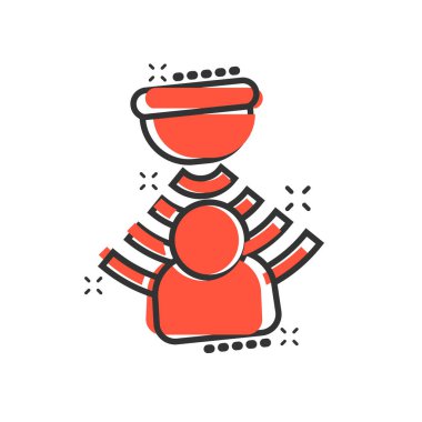 Hareket algılayıcı simgesi çizgi roman tarzında. İnsan vektör karikatür resimli sensör dalgaları. İnsanların güvenlik bağlantısı iş konsepti sıçrama etkisi.