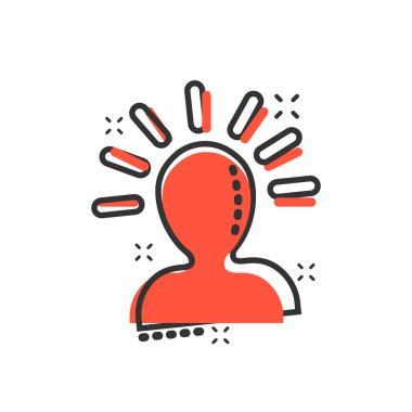 Komedi tarzında zihin insanların simgesi. İnsan hüsranı vektör karikatür resimli çizimi. Zihin düşünen iş konsepti sıçrama etkisi.