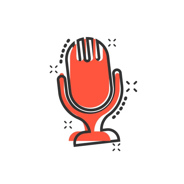 Ícone Microfone Estilo Cômico Mic Broadcast Vector Cartoon Illustration Pictograma — Vetor de Stock