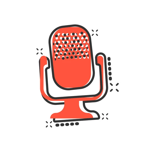 Ícone Microfone Estilo Cômico Mic Broadcast Vector Cartoon Illustration Pictograma — Vetor de Stock