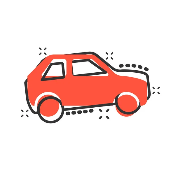 Car icon in comic style. Automobile car vector cartoon illustration pictogram. Auto business concept splash effect.
