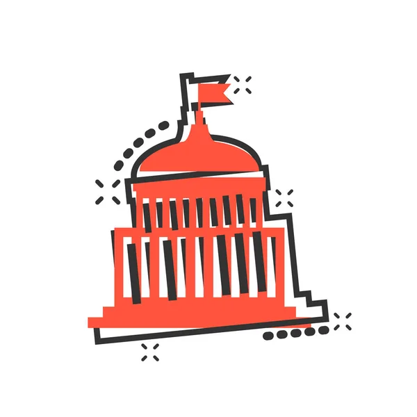Ikona Budynku Banku Komicznym Stylu Rządowa Architektura Wektor Rysunek Ilustracja — Wektor stockowy