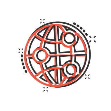 Dünya gezegeninin komik ikonu. Küresel coğrafi vektör çizim resimtogramı. Küresel iletişim iş konsepti sıçrama etkisi.