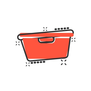 Çizgi roman tarzında banyo ikonu. Tuvalet hijyeni vektör karikatür resimli resim. Banyo spa iş konsepti sıçrama etkisi.