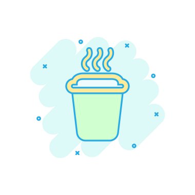 Kahve, çay fincanı ikonu. Kahve fincanı vektör karikatür resimli resim. İçki iş konsepti sıçrama etkisi.