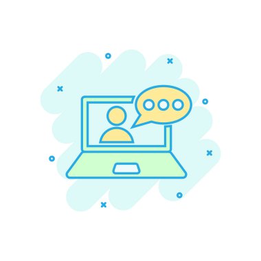 Çevrimiçi eğitim süreci simgesi. Webinar seminer vektör karikatür çizimi resim grafiği. E-öğrenim iş konsepti sıçrama etkisi.
