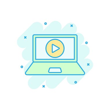 Çevrimiçi eğitim süreci simgesi. Webinar seminer vektör karikatür çizimi resim grafiği. E-öğrenim iş konsepti sıçrama etkisi.