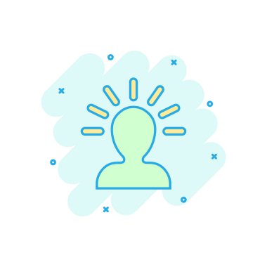 Komedi tarzında zihin insanların simgesi. İnsan hüsranı vektör karikatür resimli çizimi. Zihin düşünen iş konsepti sıçrama etkisi.