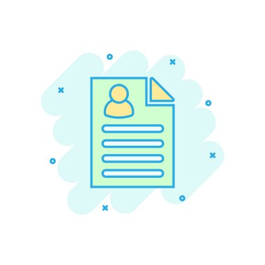 Çizgi roman tarzında simgeye devam et. Sözleşmeli belge vektör çizim resimtogramı. İş konseptini sıçrama efektine devam et.