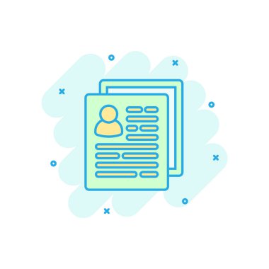 Çizgi roman tarzında simgeye devam et. Sözleşmeli belge vektör çizim resimtogramı. İş konseptini sıçrama efektine devam et.